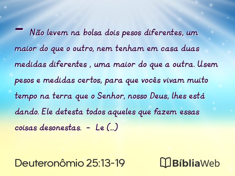 Deuteronômio 25:13-19 em imagem para compartilhar