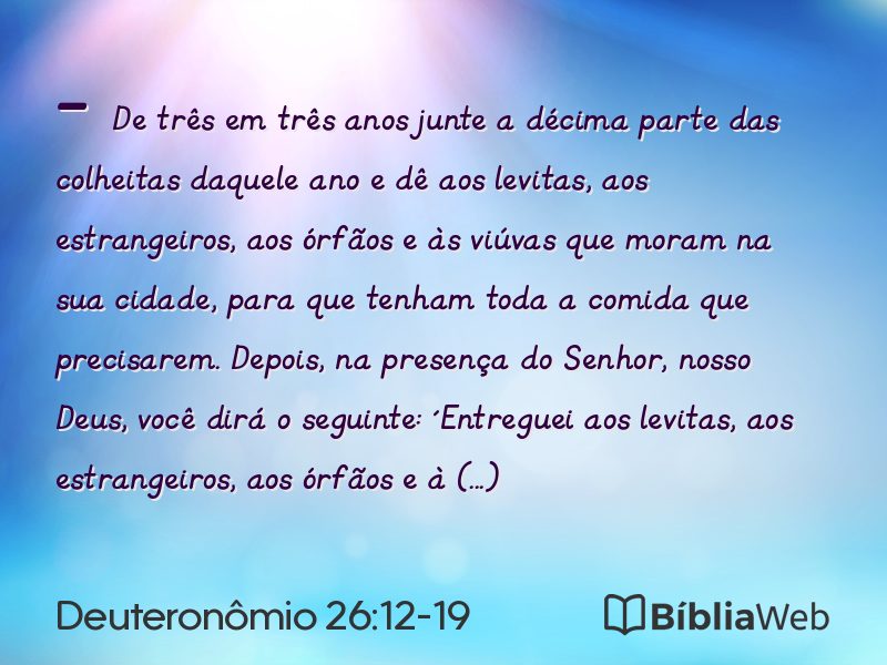 Deuteronômio 26:12-19 em imagem para compartilhar