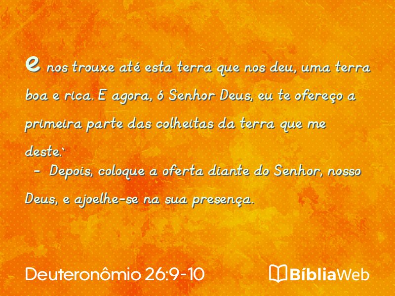 Deuteronômio 26:9-10 em imagem para compartilhar
