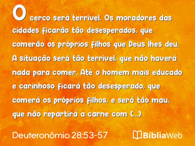 Deuteronômio 28:53-57 em imagem para compartilhar