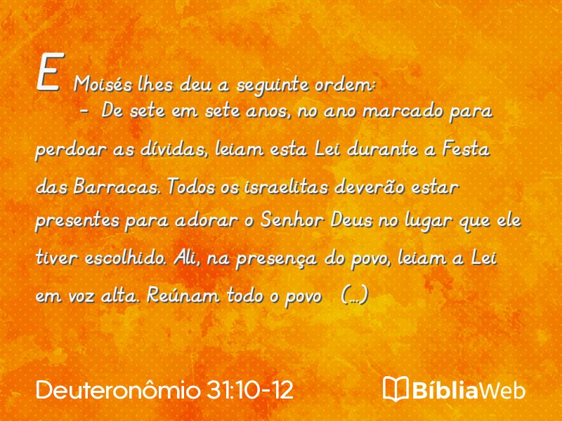 Deuteronômio 31:10-12 em imagem para compartilhar