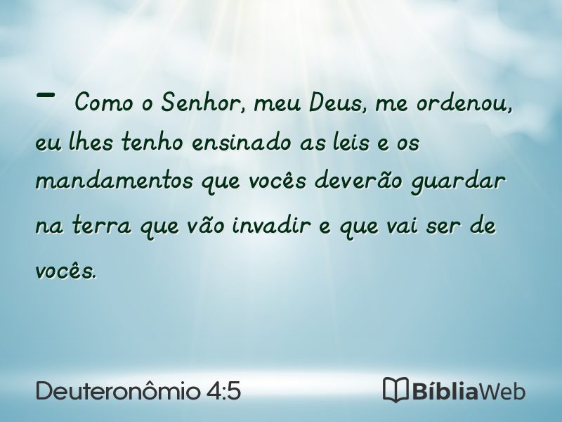 Deuteronômio 4:5 em imagem para compartilhar