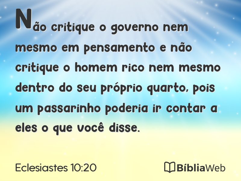 Eclesiastes 10:20 em imagem para compartilhar