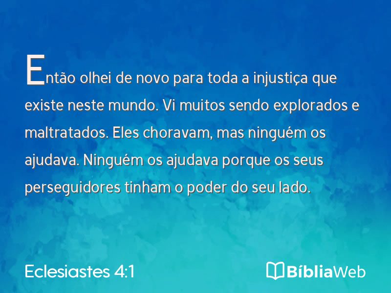 Eclesiastes 4:1 em imagem para compartilhar