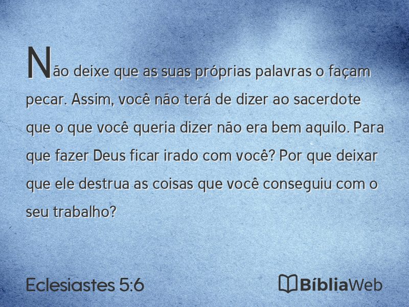 Eclesiastes 5:6 em imagem para compartilhar