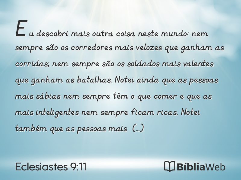 Eclesiastes 9:11 em imagem para compartilhar
