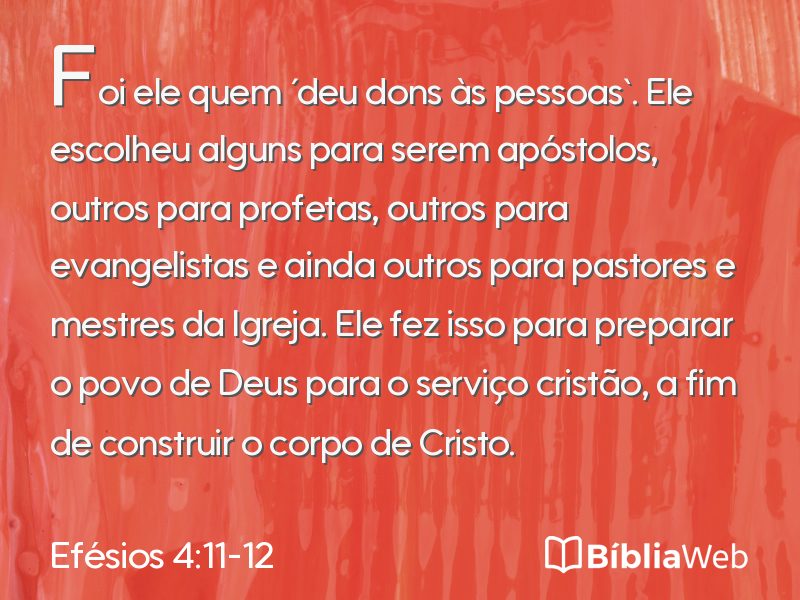 Efésios 4:11-12 em imagem para compartilhar