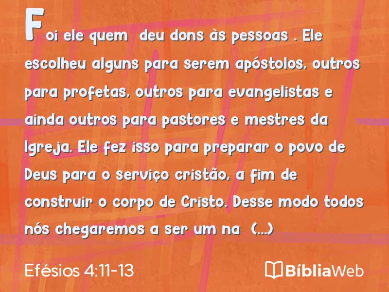 Efésios 4:11-13 em imagem para compartilhar