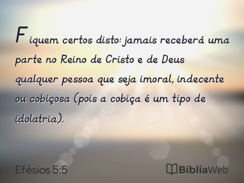Efésios 5:5 em imagem para compartilhar