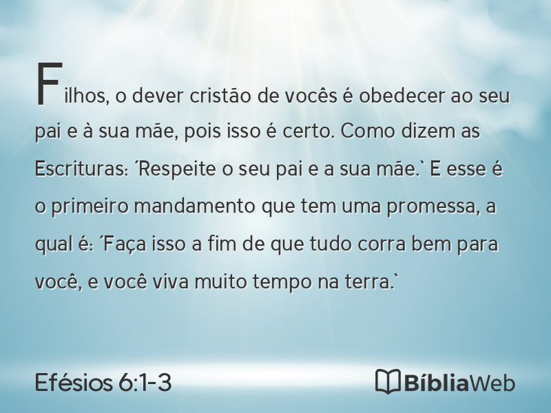 Efésios 6:1-3 em imagem para compartilhar