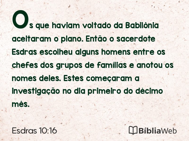 Esdras 10:16 em imagem para compartilhar