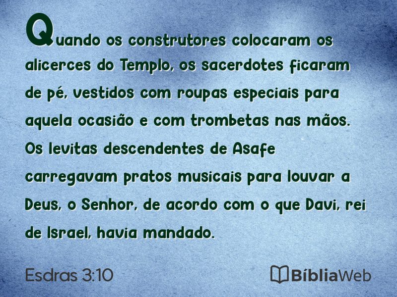 Esdras 3:10 em imagem para compartilhar