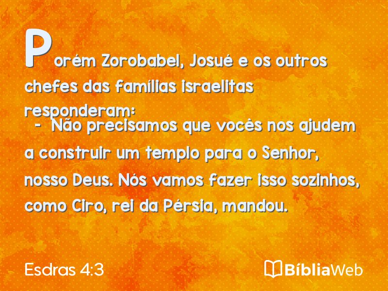 Esdras 4:3 em imagem para compartilhar