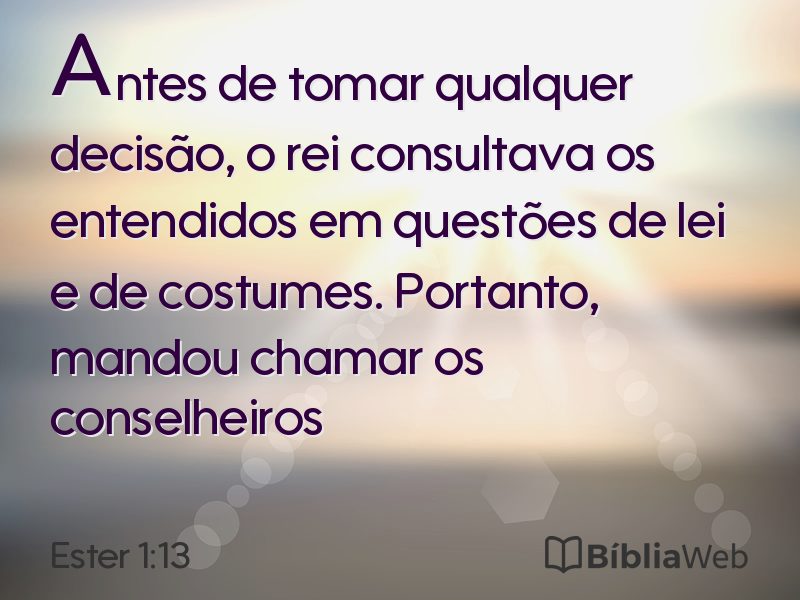 Ester 1:13 em imagem para compartilhar