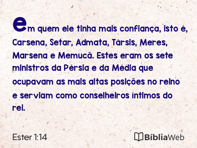 Ester 1:14 em imagem para compartilhar