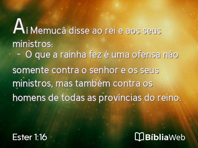 Ester 1:16 em imagem para compartilhar
