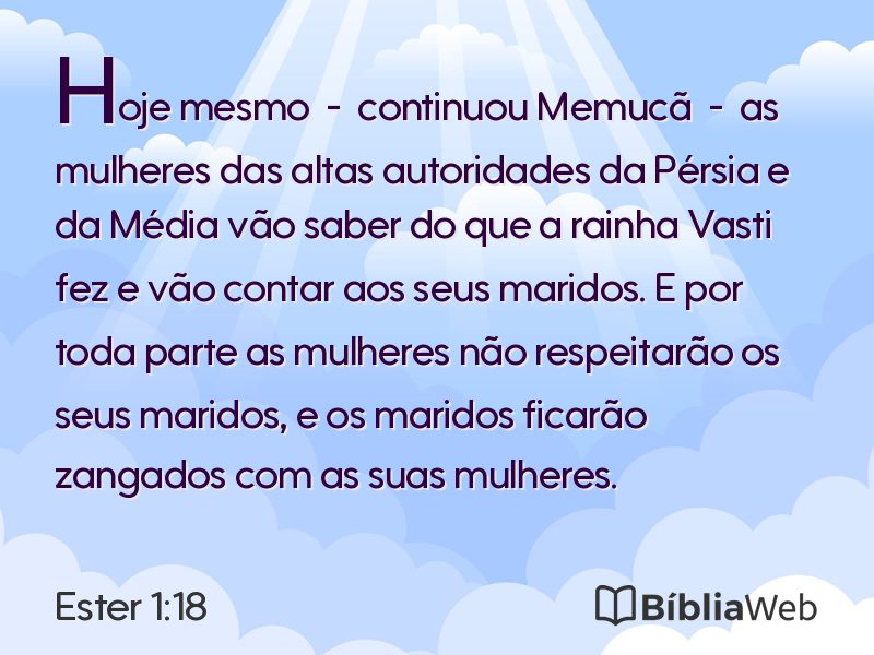 Ester 1:18 em imagem para compartilhar
