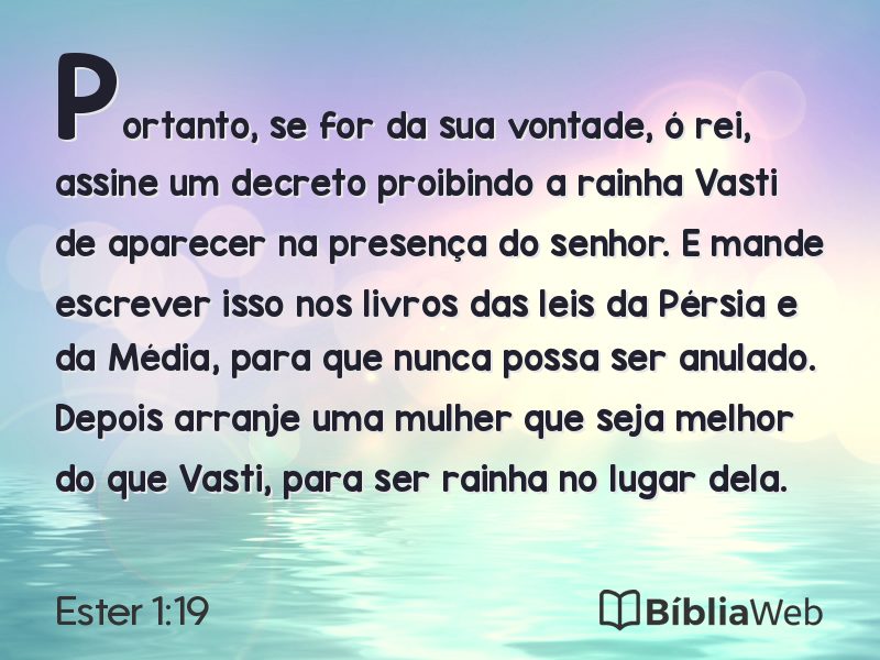 Ester 1:19 em imagem para compartilhar