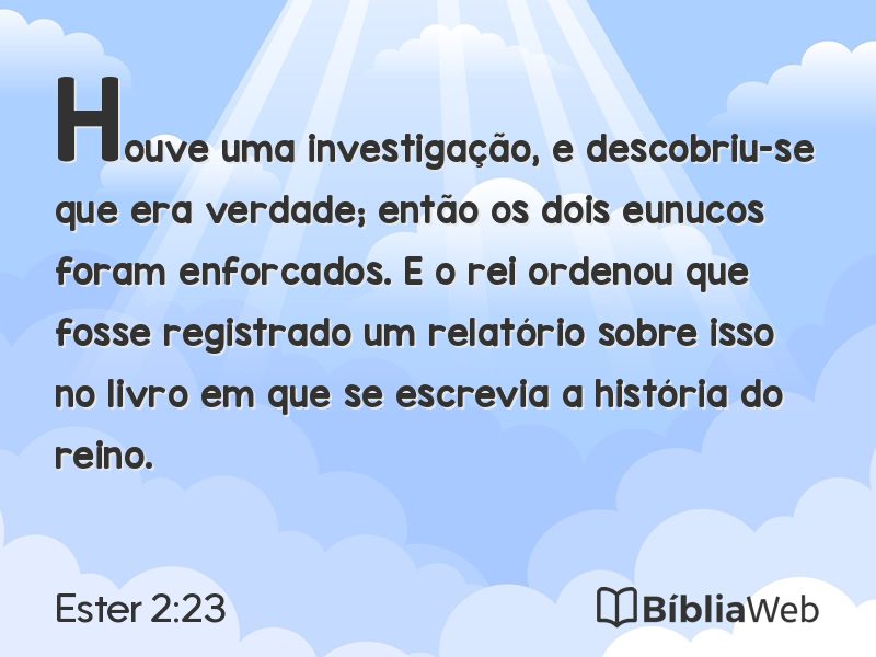 Ester 2:23 em imagem para compartilhar
