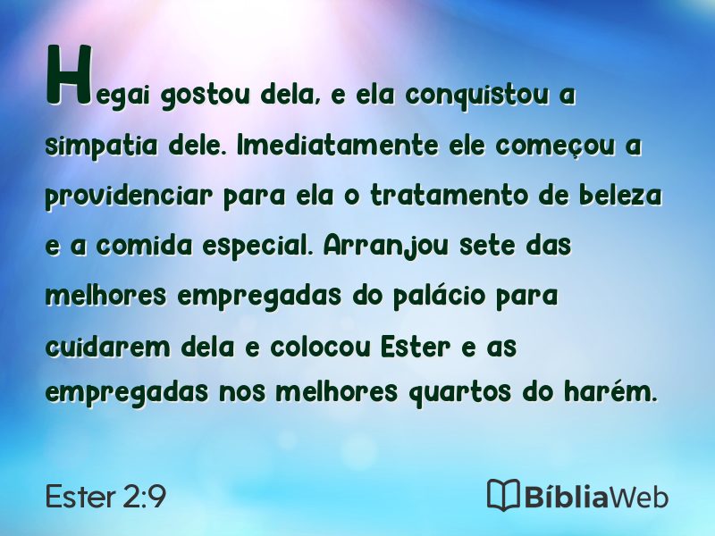 Ester 2:9 em imagem para compartilhar