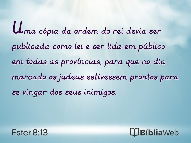 Ester 8:13 em imagem para compartilhar