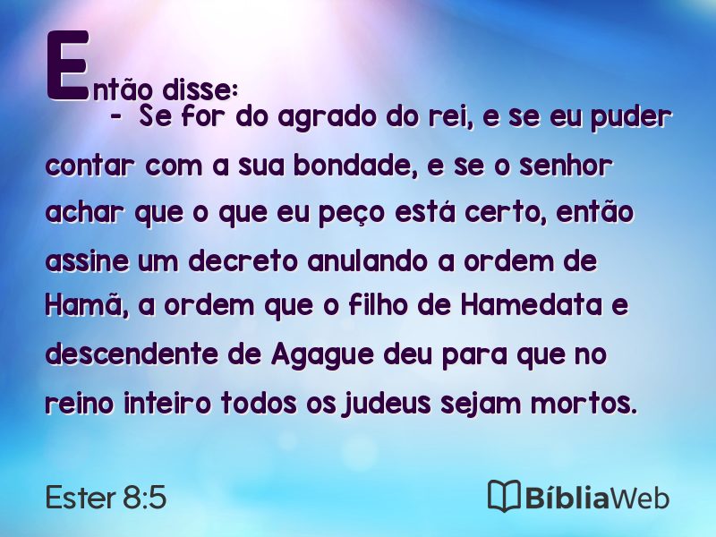Ester 8:5 em imagem para compartilhar