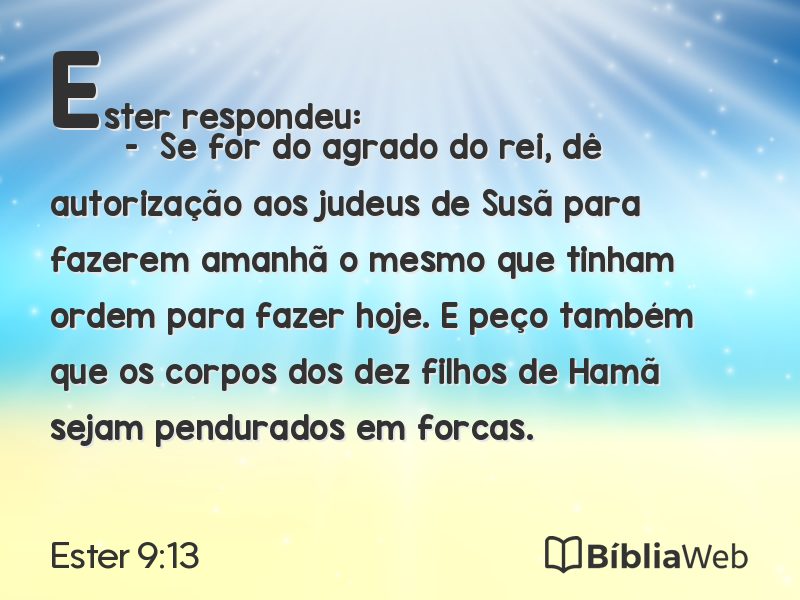 Ester 9:13 em imagem para compartilhar