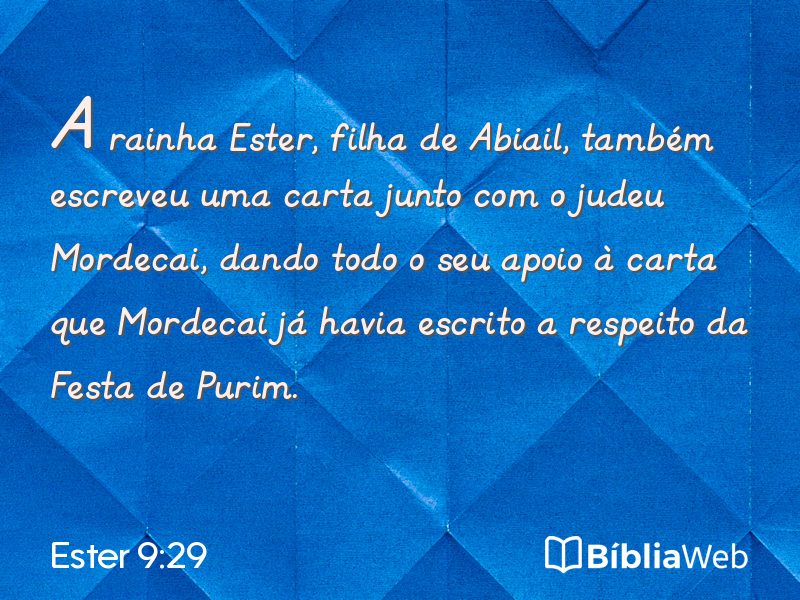 Ester 9:29 em imagem para compartilhar