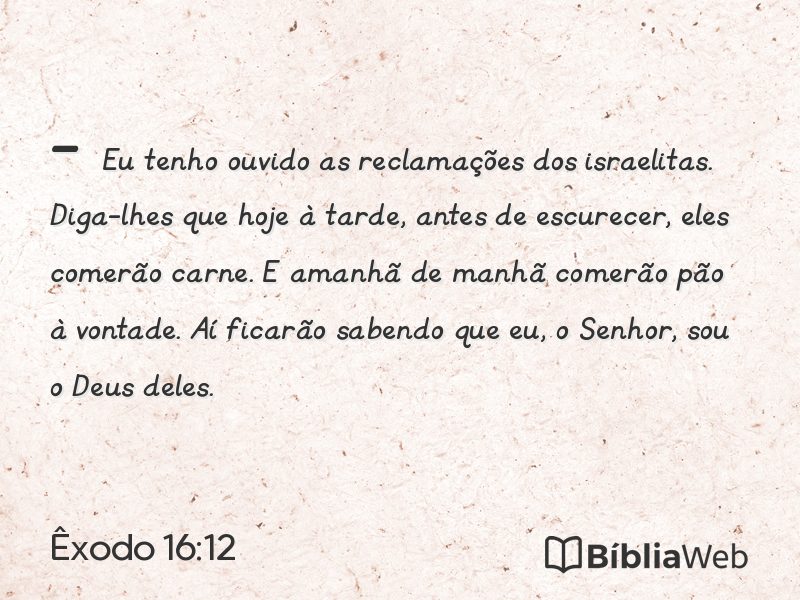 Êxodo 16:12 em imagem para compartilhar