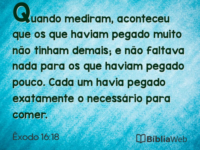 Êxodo 16:18 em imagem para compartilhar