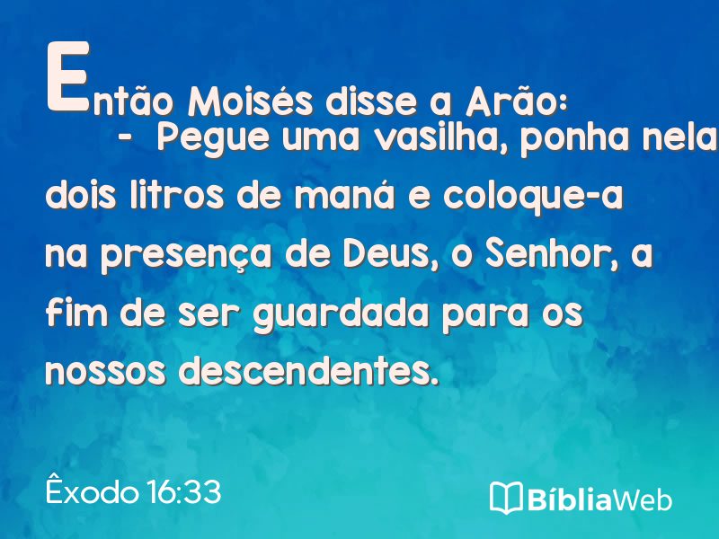 Êxodo 16:33 em imagem para compartilhar