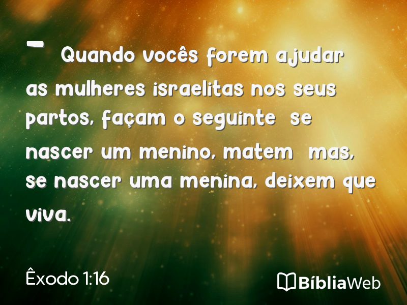 Êxodo 1:16 em imagem para compartilhar
