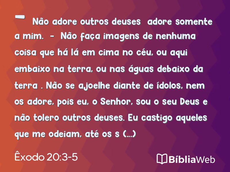 Êxodo 20:3-5 em imagem para compartilhar