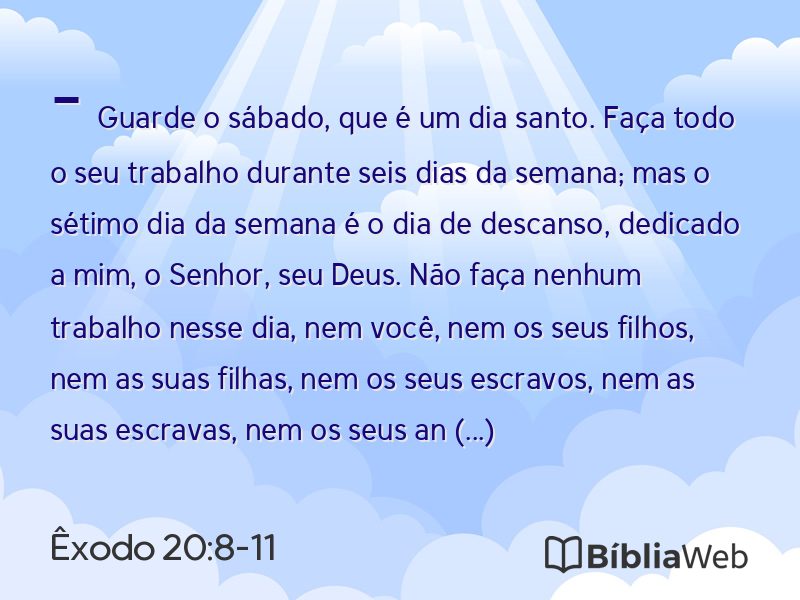 Êxodo 20:8-11 em imagem para compartilhar