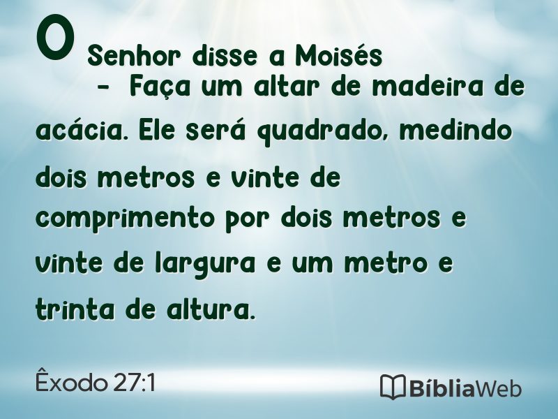 Êxodo 27:1 em imagem para compartilhar