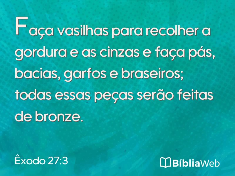 Êxodo 27:3 em imagem para compartilhar