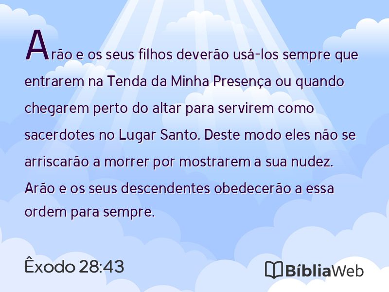 Êxodo 28:43 em imagem para compartilhar