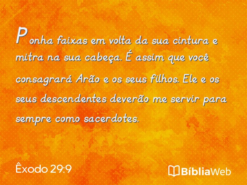 Êxodo 29:9 em imagem para compartilhar