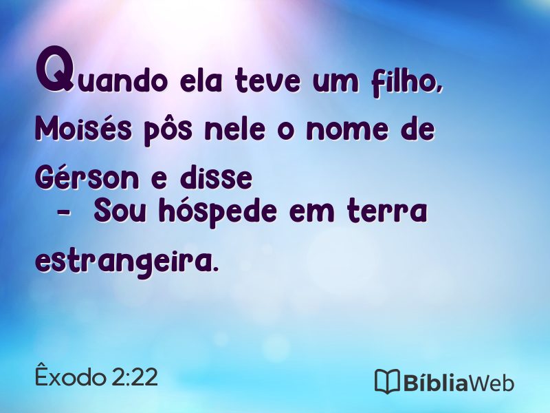 Êxodo 2:22 em imagem para compartilhar