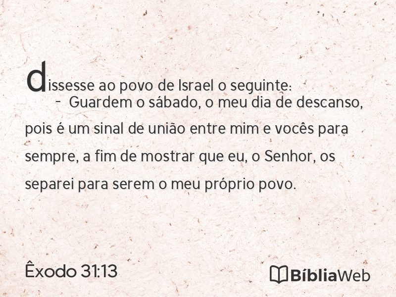 Êxodo 31:13 em imagem para compartilhar