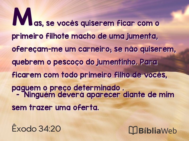 Êxodo 34:20 em imagem para compartilhar