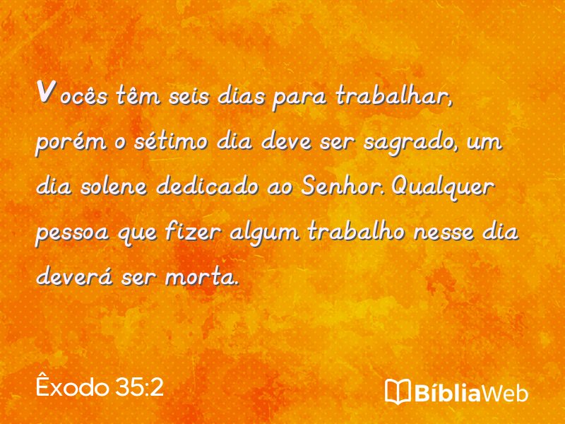 Êxodo 35:2 em imagem para compartilhar