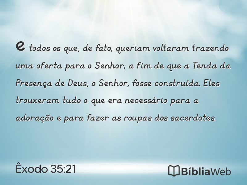 Êxodo 35:21 em imagem para compartilhar