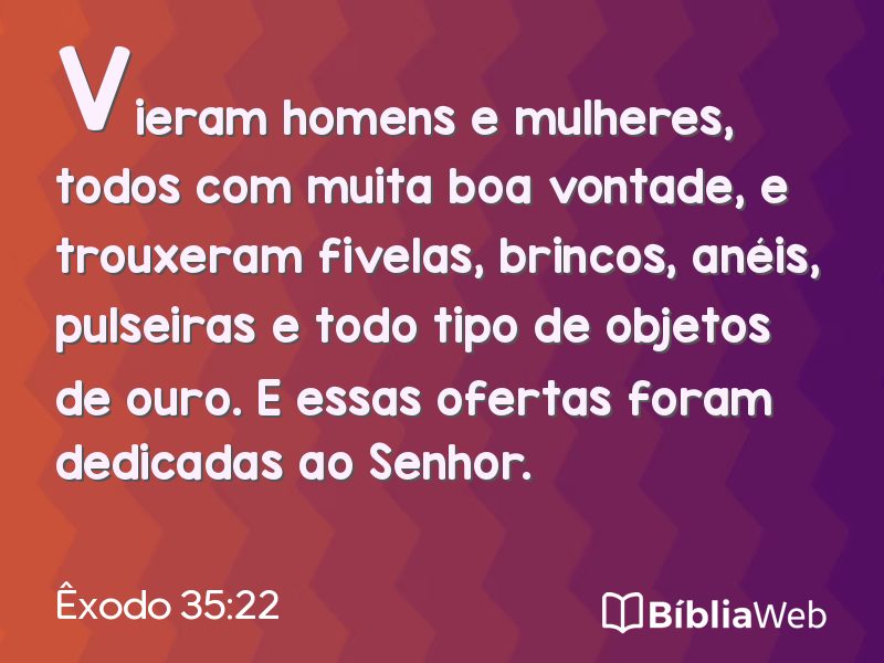Êxodo 35:22 em imagem para compartilhar
