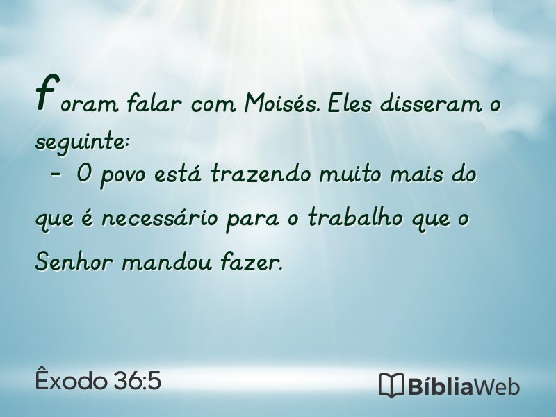 Êxodo 36:5 em imagem para compartilhar