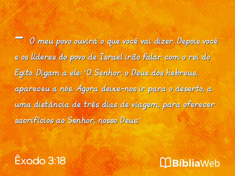 Êxodo 3:18 em imagem para compartilhar
