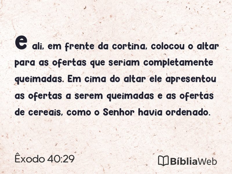 Êxodo 40:29 em imagem para compartilhar