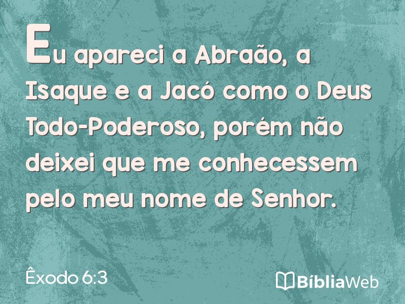 Êxodo 6:3 em imagem para compartilhar
