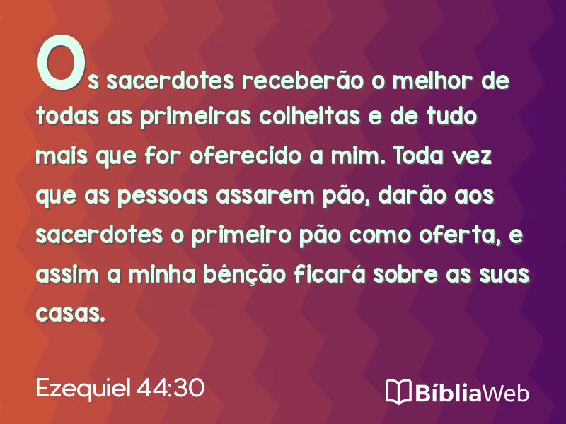 Ezequiel 44:30 em imagem para compartilhar