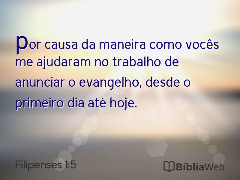 Filipenses 1:5 em imagem para compartilhar